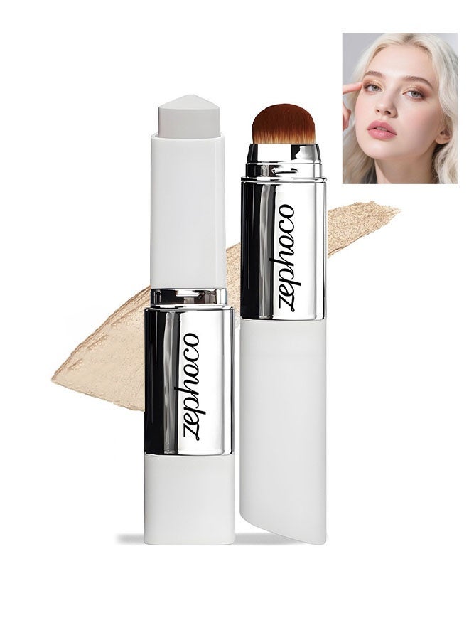 zephoco Color Changing Foudation Stick，Cream Stick V White - Medium to Full Coverage, Dewy & Hydrating Makeup, Dual-Ended with Brush for Flawless Look # Ivory White - Image 1